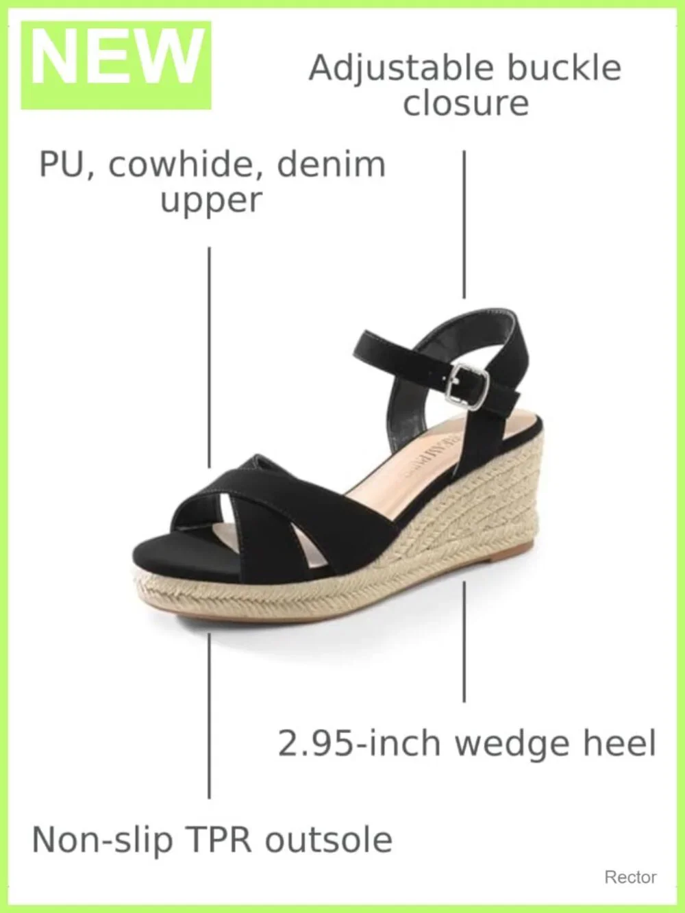 Espadrille Wedge Sandals with Raffia Ankle Strap, 2.95